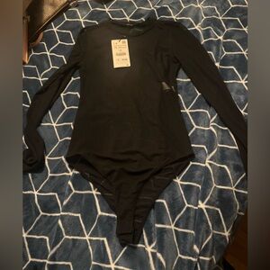 Mesh see through black body suit